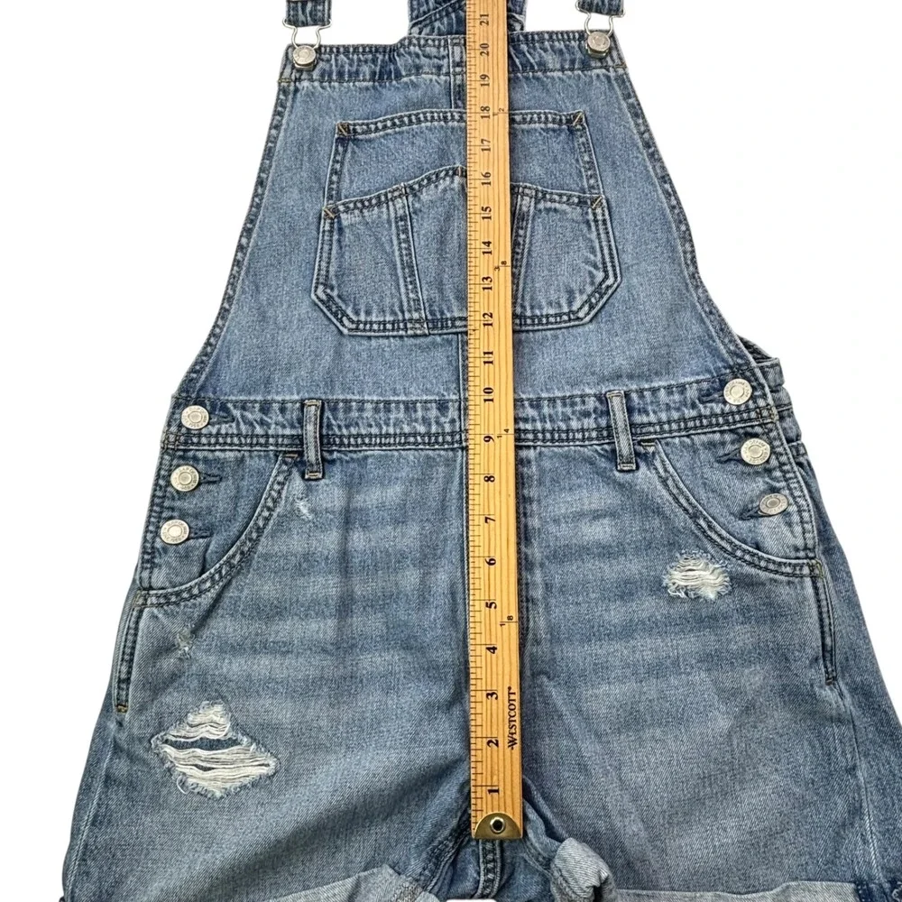 Gap Kids Denim Overalls Shorts Girls XXL Ripped Distressed Light Wash